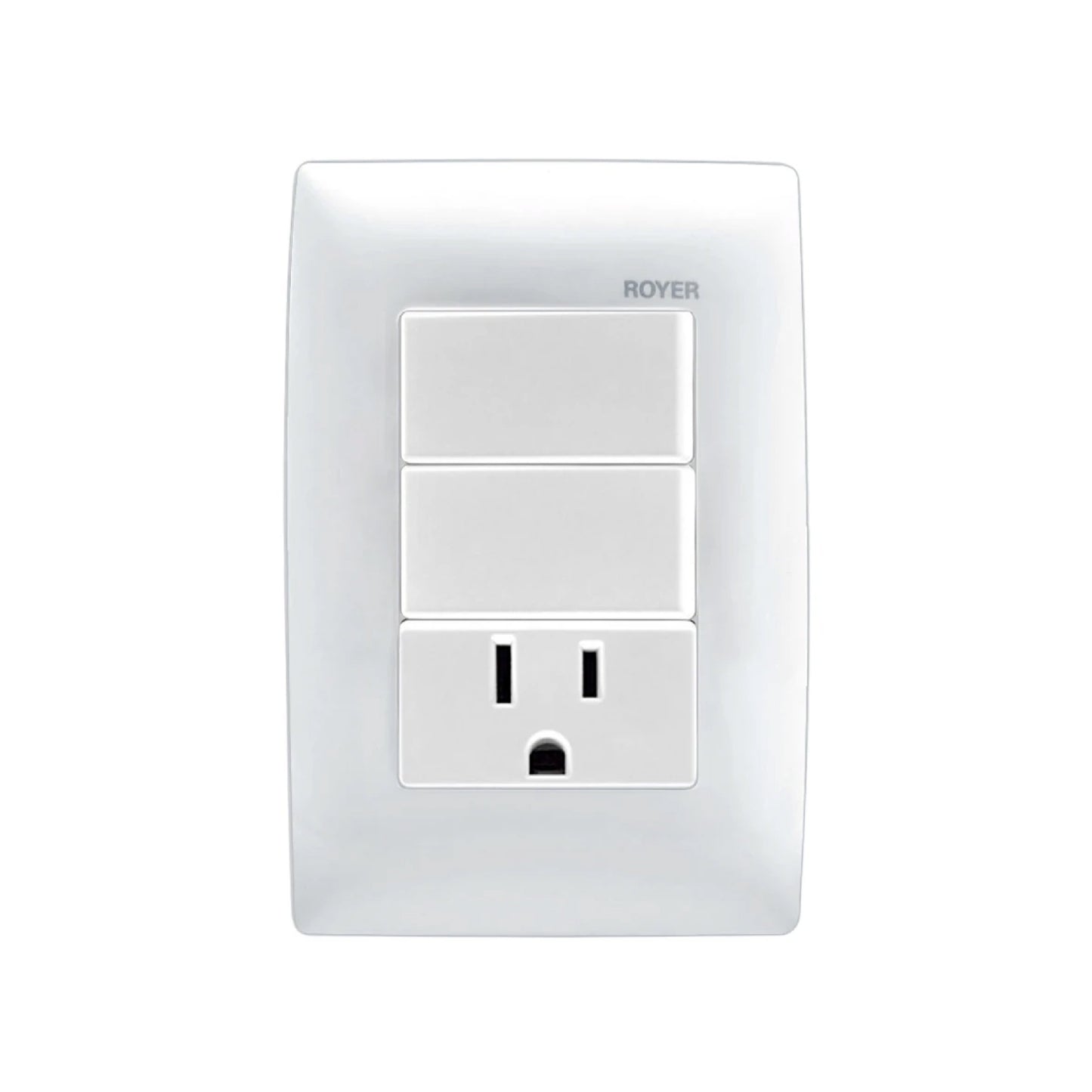 Placa con 2 Apagadores y 1 Contacto Blanco Royer 100