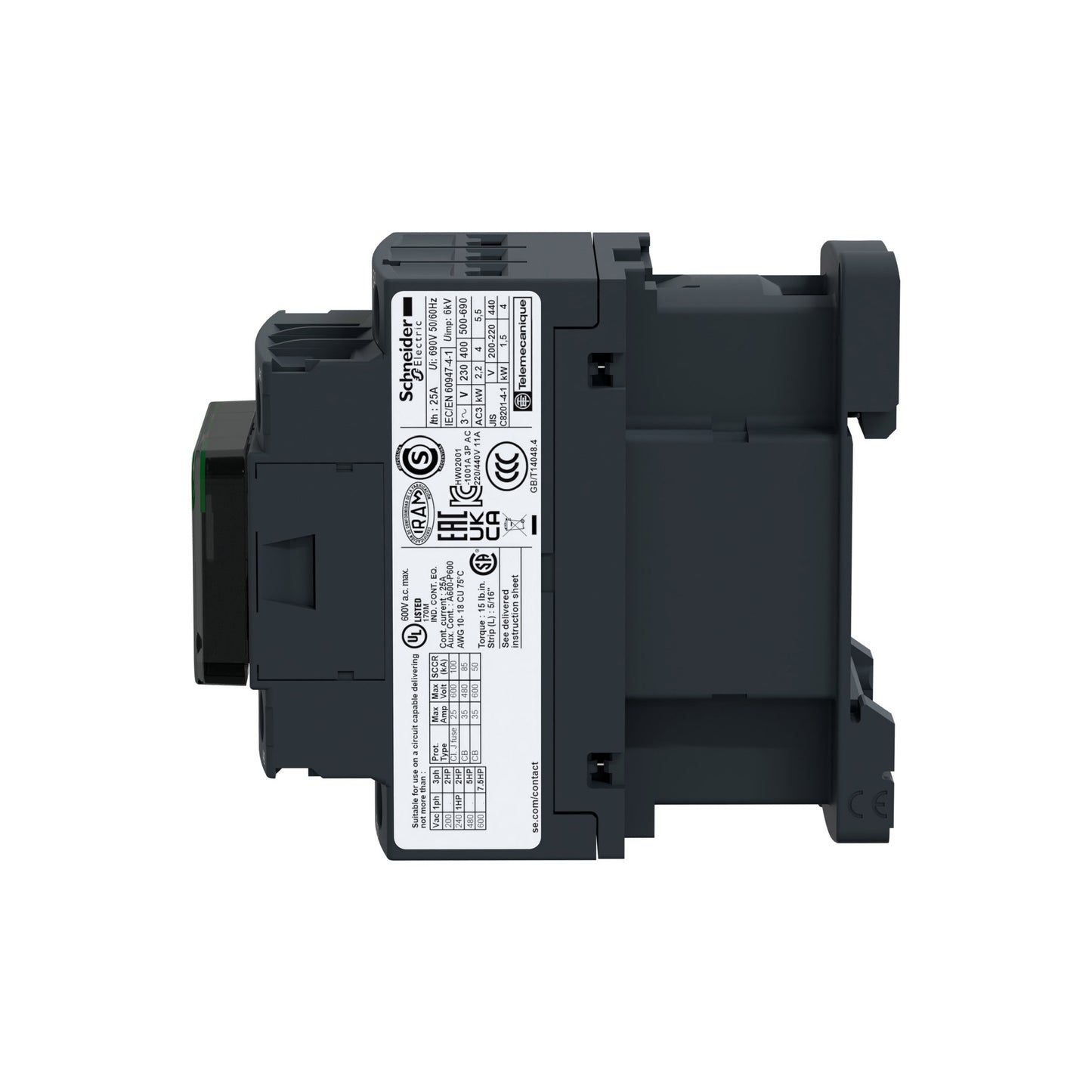 Contactor TeSysD 9A 440V 3P 3F Bobina 220 V Schneider Electric LC1D09M7
