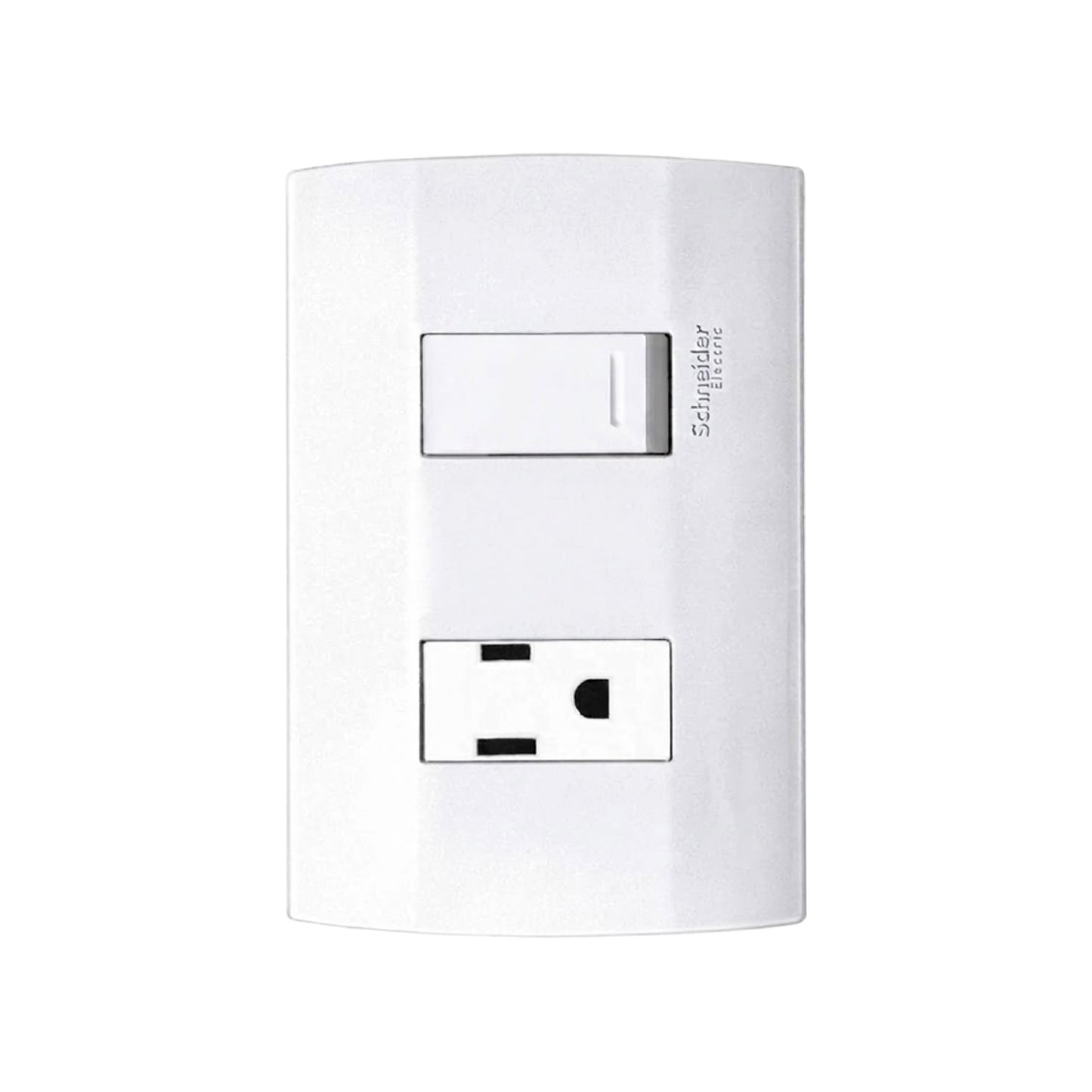 Placa con 1 Apagador y 1 Contacto 2P+T Blanco Marisio Schneider Electric