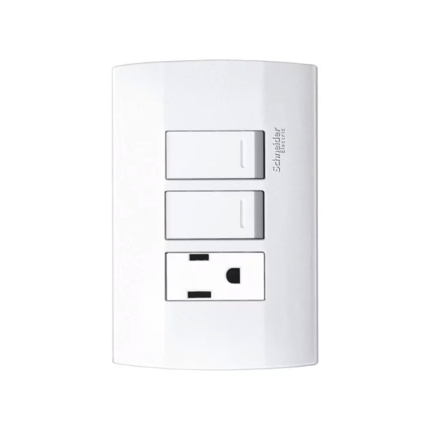 Placa con 2 Apagadores y 1 Contacto 2P+T Blanco Marisio Schneider Electric