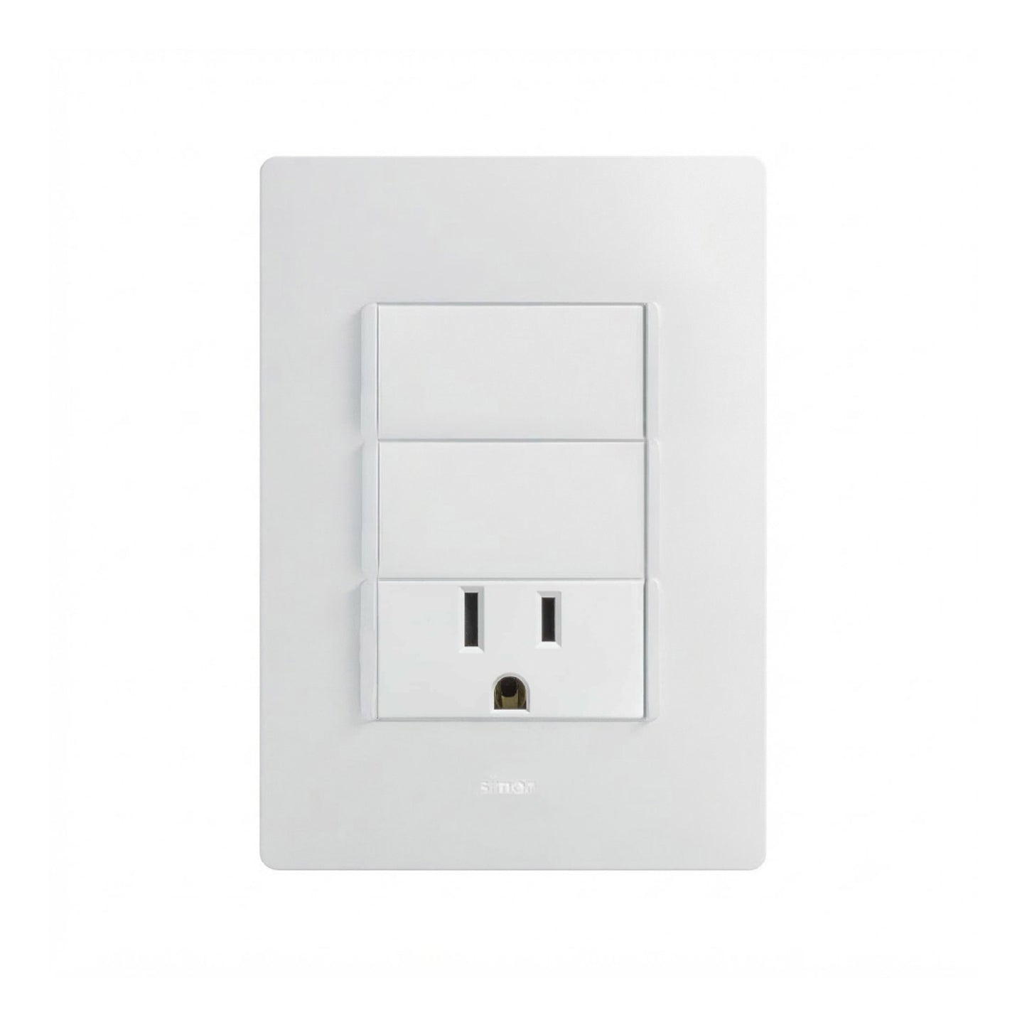 Placa con 2 Apagadores y 1 Contacto 2P+T Blanco Simon 26