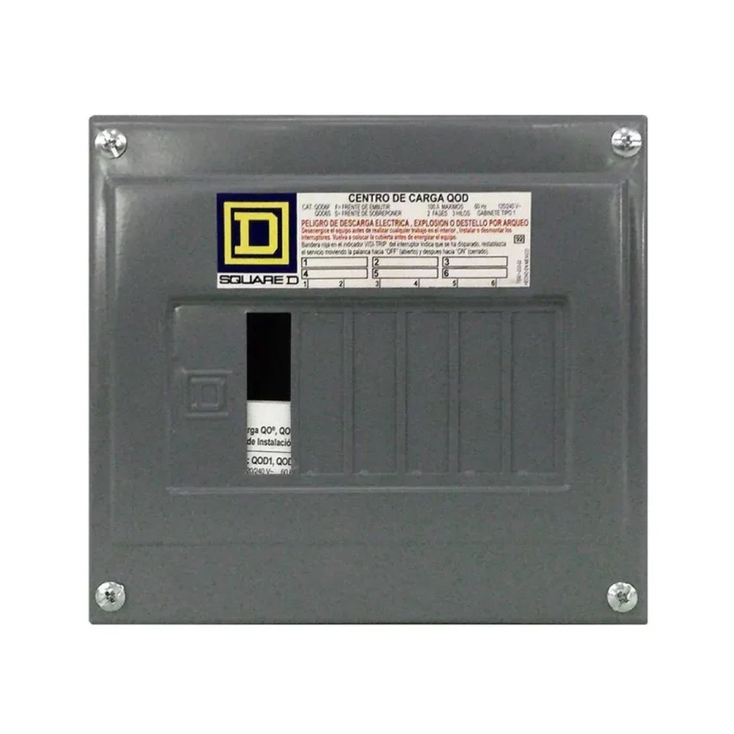 Centro de Carga QO Square D 100A 2F 6P NEMA1 de Sobreponer Schneider Electric QOD6S