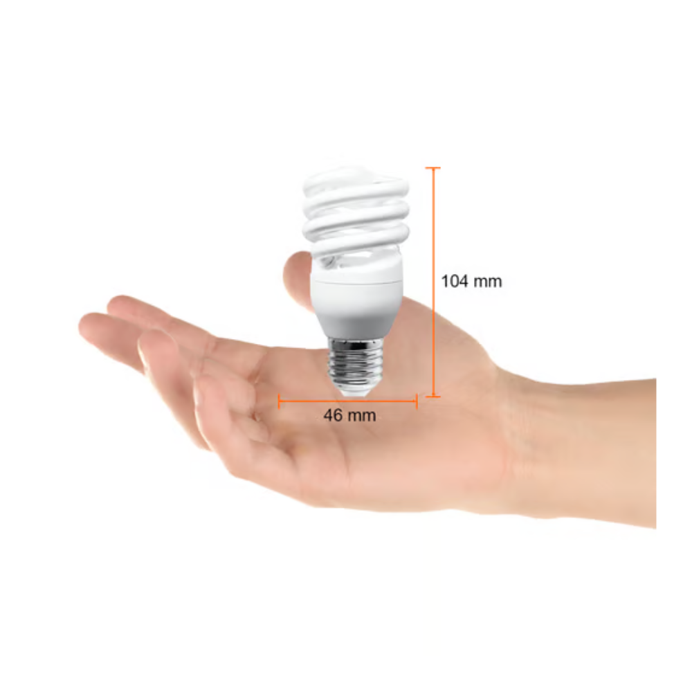 Foco Flourescente Espiral 15W Luz Fría Base E27 Cristal Tecnolite