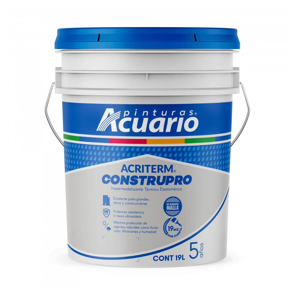 Impermeabilizante Acriterm Construpro 5 años 19 Lts Blanco Acuario