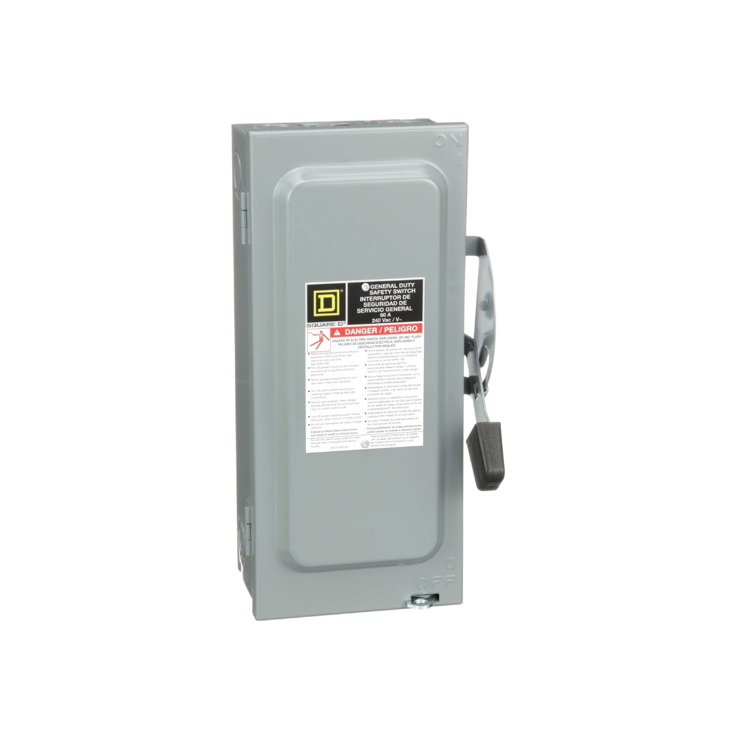 Interruptor de Seguridad con Porta Fusibles 3 Polos 60 A 4H 3F NEMA 1 Neutro Square D Schneider Electric D322N