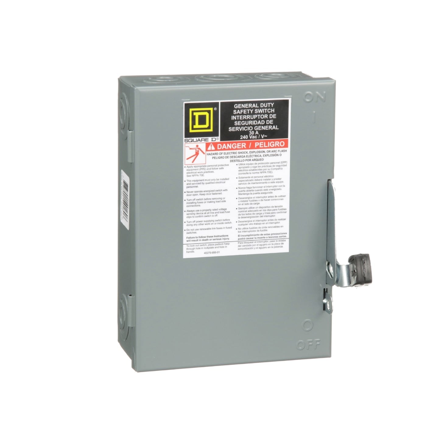 Interruptor de Seguridad sin Porta Fusibles 3 Polos 30 A NEMA 1 Square D Schneider Electric DU321