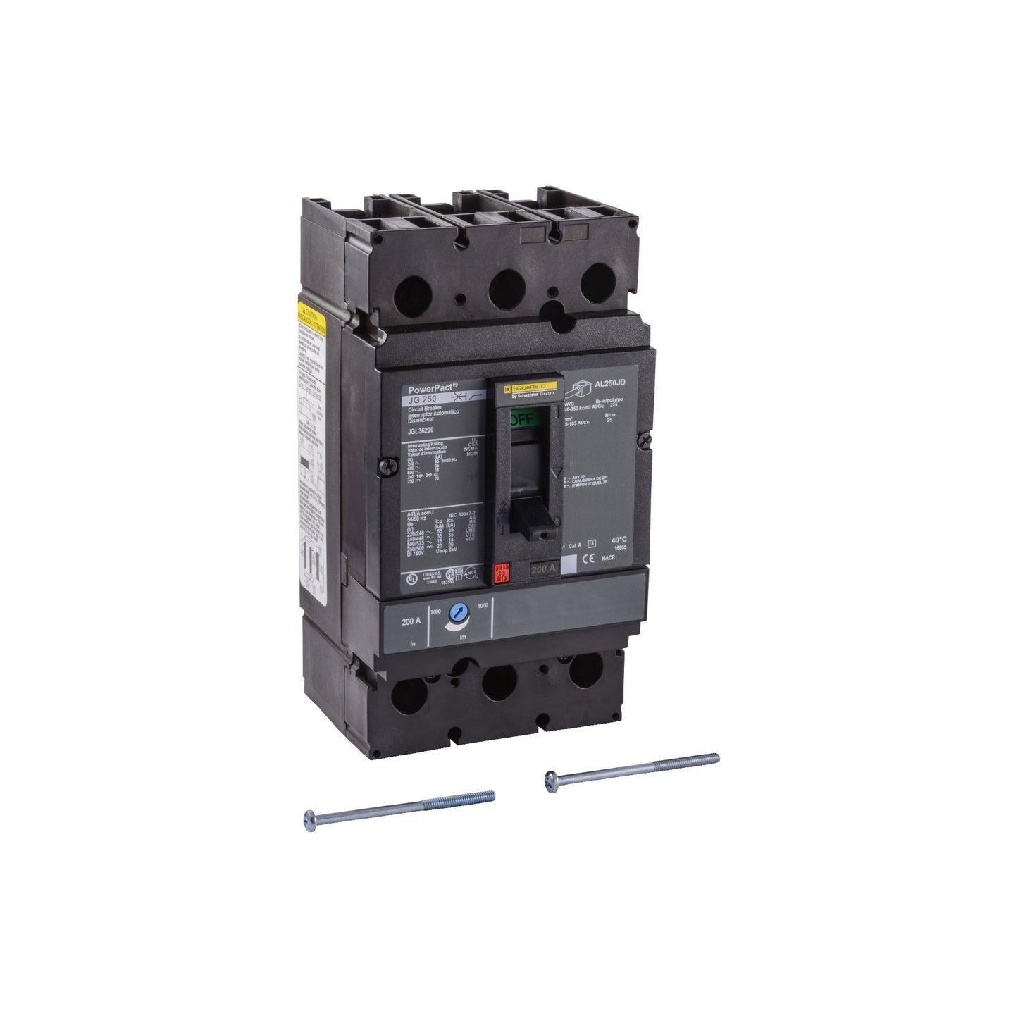 Interruptor Termomagnético Powerpact J, de 200A, 3 Polos, 35 kA a 600V, Zapatas Schneider Electric JGL36200