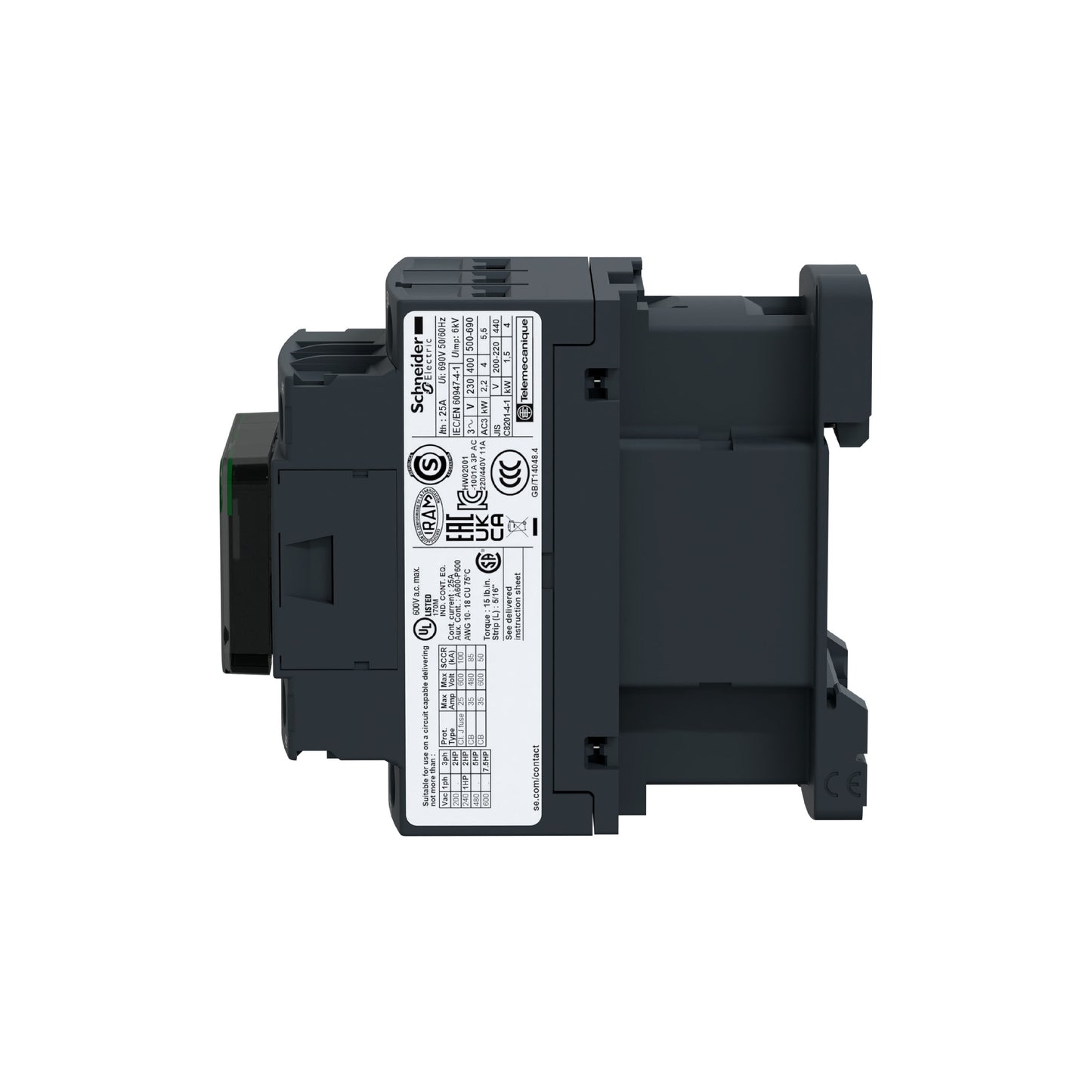Contactor Tesysd de 12A, 440V, 3 Polos, 3 Fases, Bobina de 110V Schneider Electric LC1D12F7