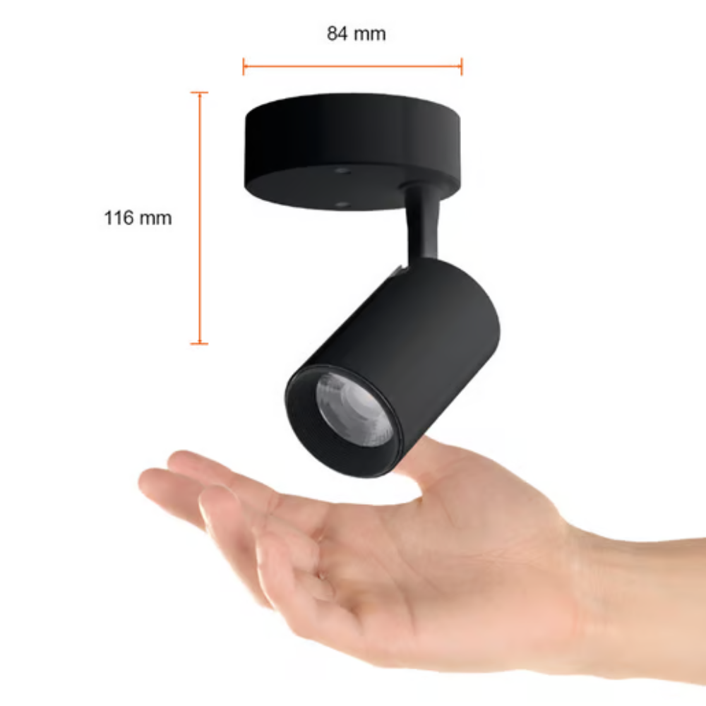 Lámpara de techo dirigible LED Luz cálida 7W Negro Tecnolite