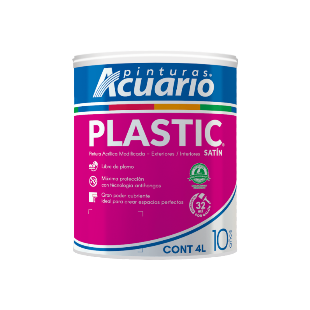 Pintura Blanca Cover Plastic 4 Lts Acuario