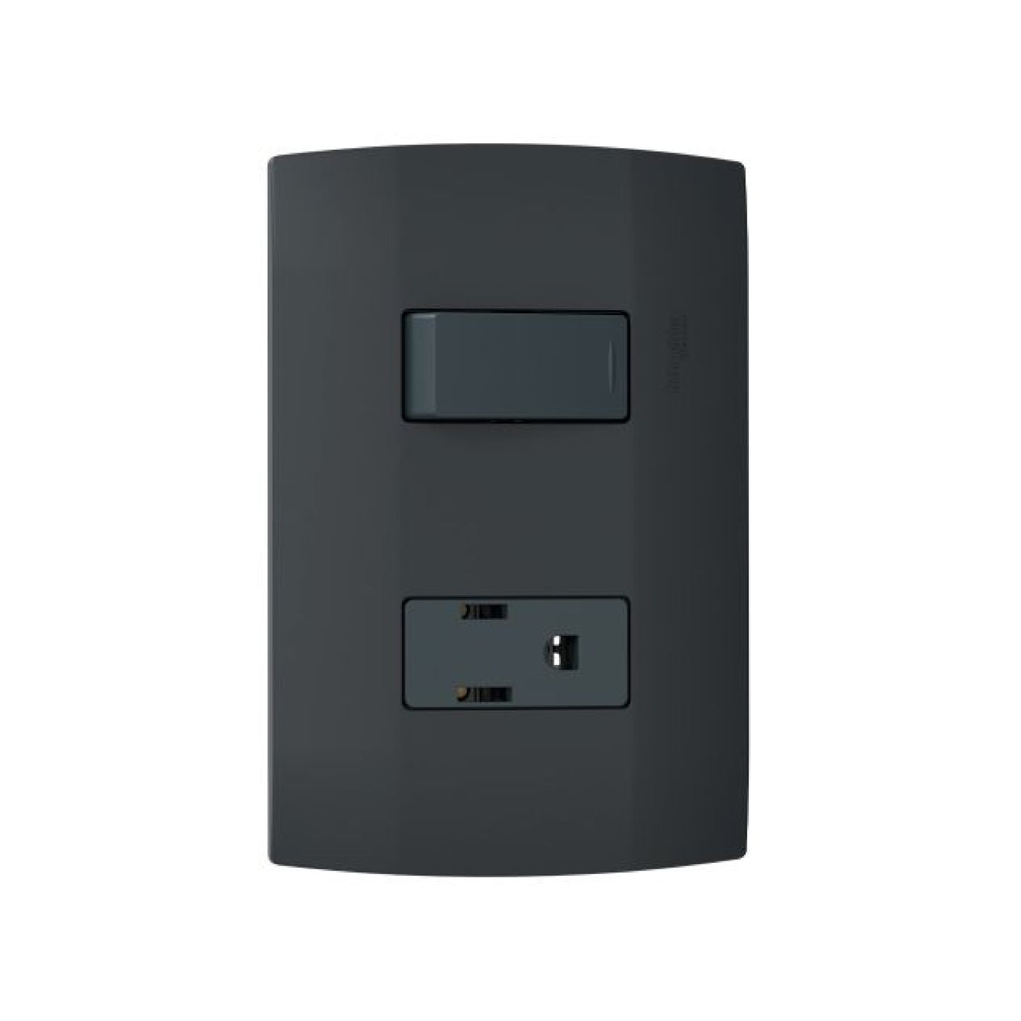 Placa Armada con Apagador Sencillo y Contacto 2P+T color Negro Marisio Schneider Electric MWD69237
