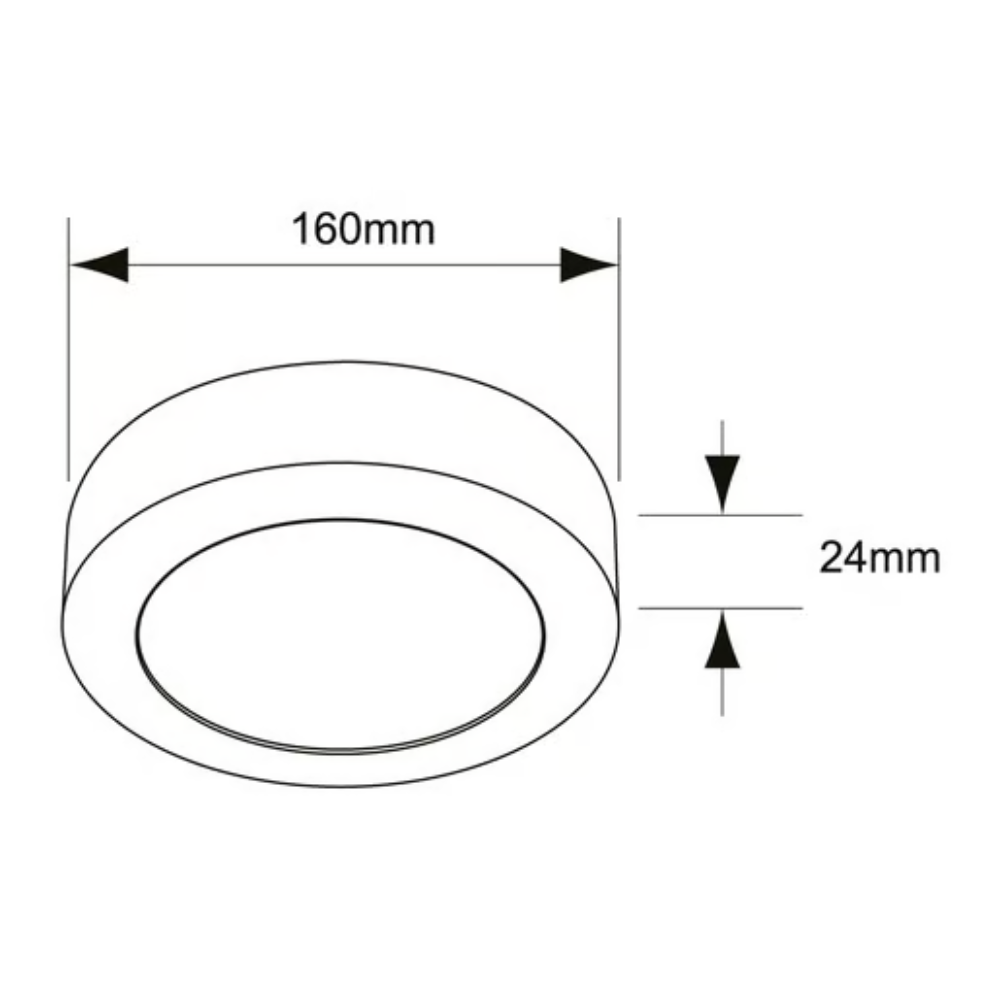 Plafon LED Luz Fría 12W Negro Tecnolite