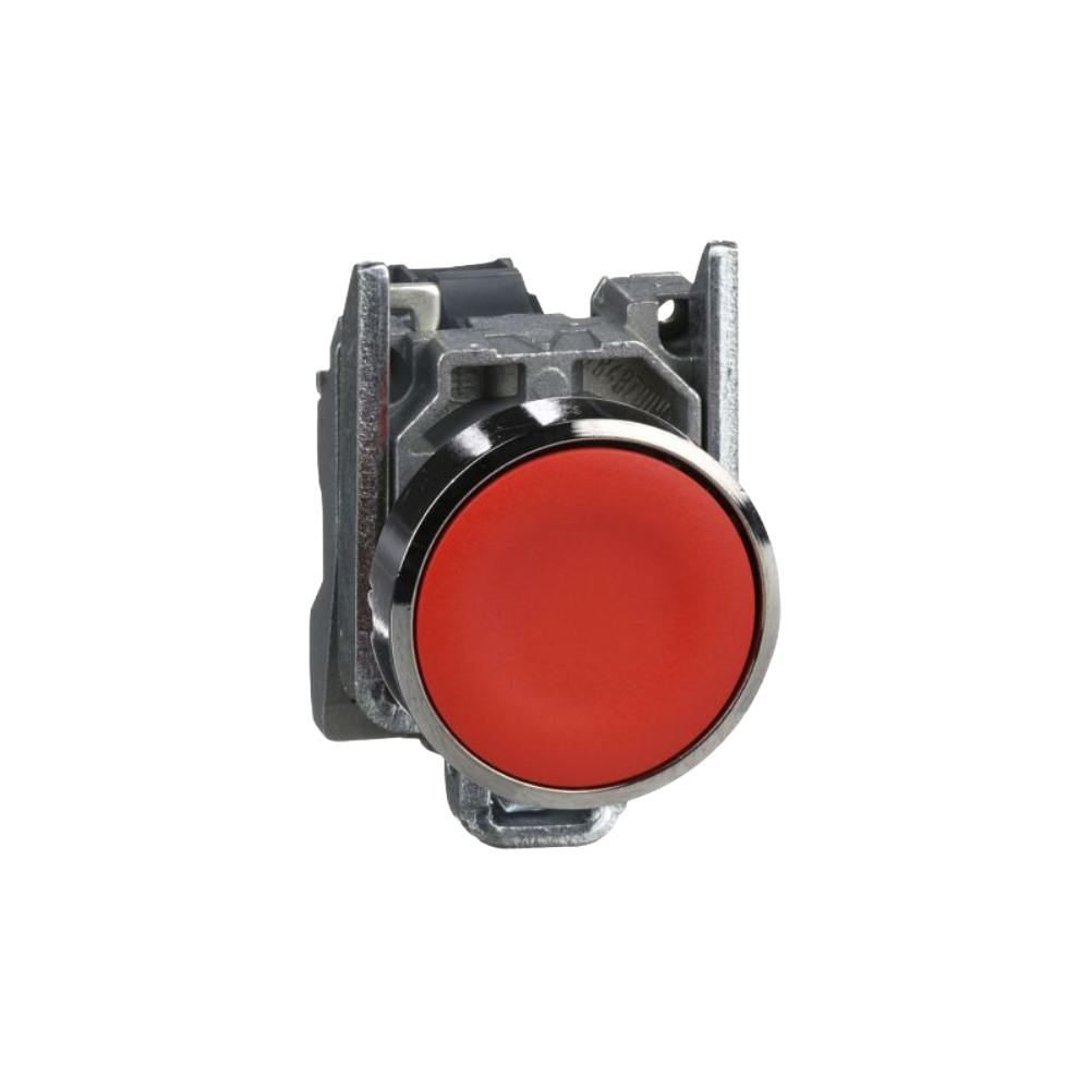 Pulsador Rojo 22 mm Retorno Resorte Nivelado 1 NC Schneider Electric XB4BA42