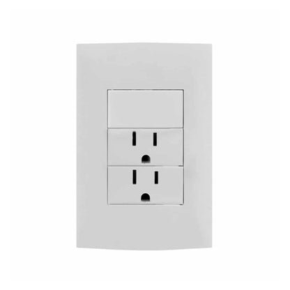 Placa con 1 Apagador y 2 Contactos 2P+T Blanco Cien Leviton