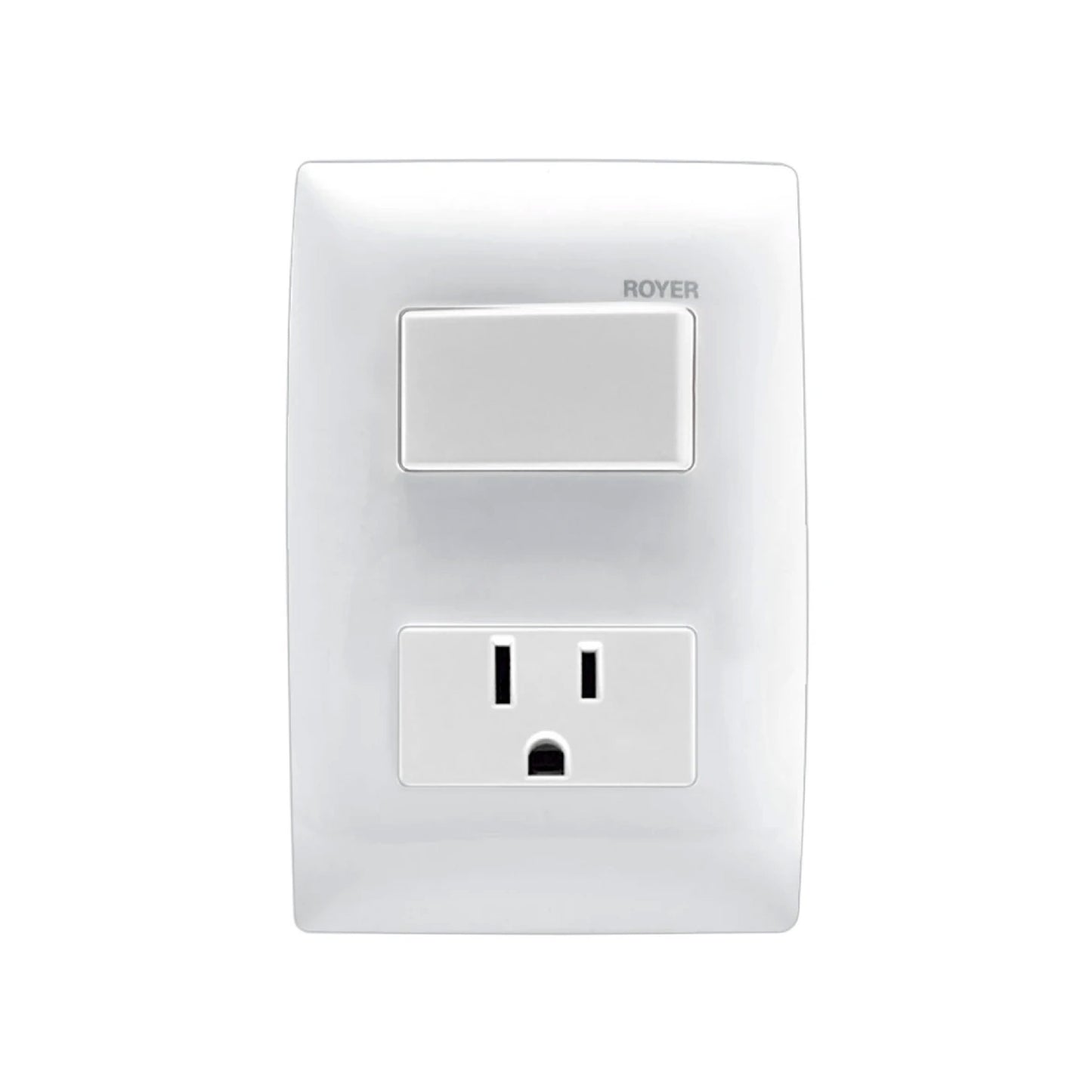 Placa con 1 Apagador y 1 Contacto Blanco Royer 100