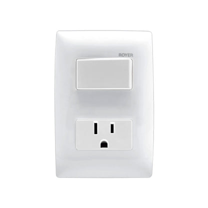 Placa con 1 Apagador y 1 Contacto Blanco Royer 100