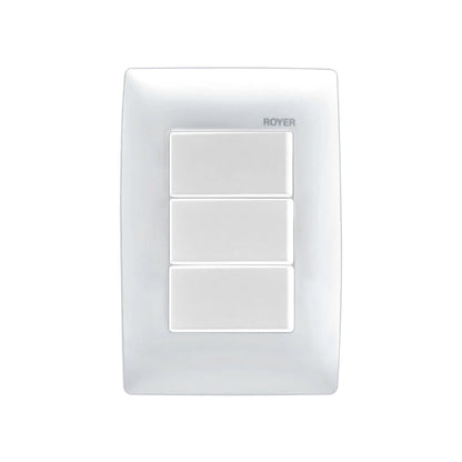 Placa con 3 Apagadores Sencillos Blanco Royer 100
