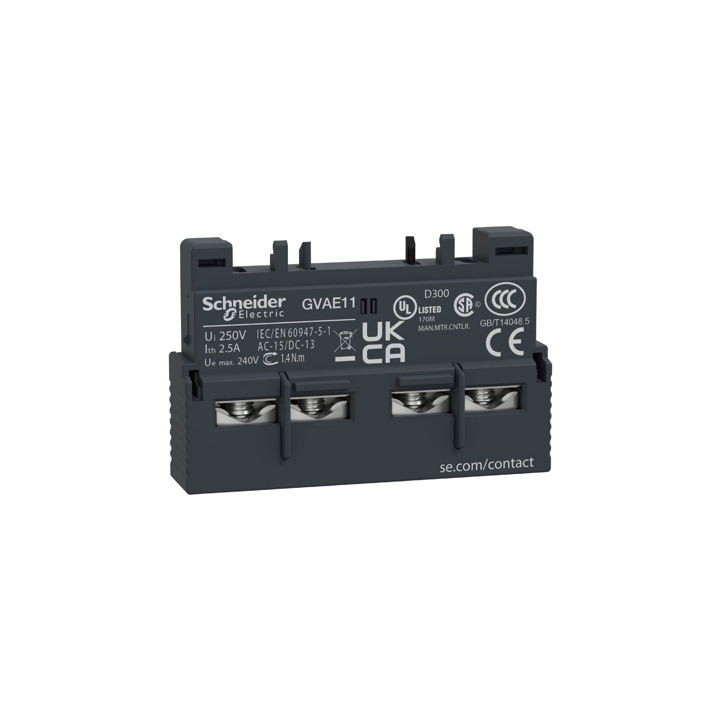 Bloque de Contacto Auxiliar Frontal 1 NA + 1 NC Schneider Electric GVAE11