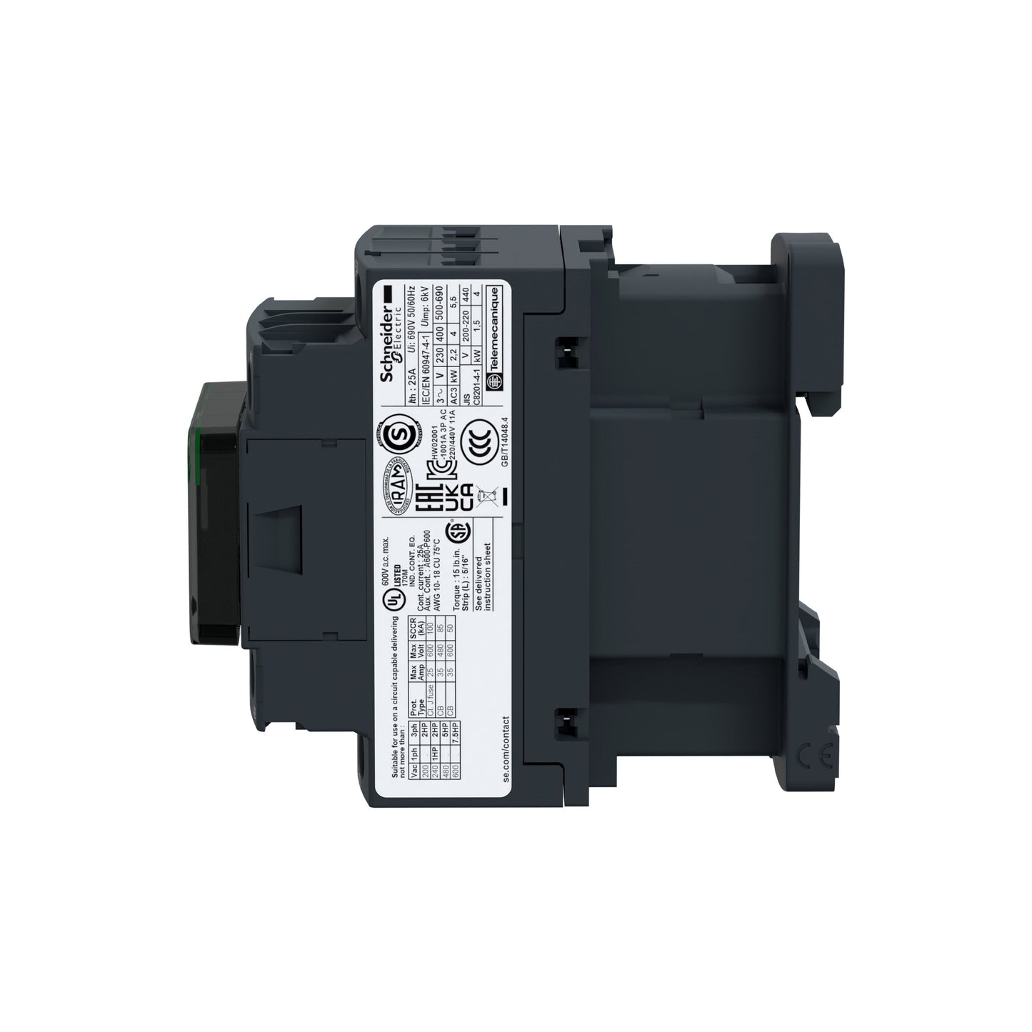 Contactor TeSysD 18A 440V 3P 3F Bobina 220 V Schneider Electric LC1D18M7