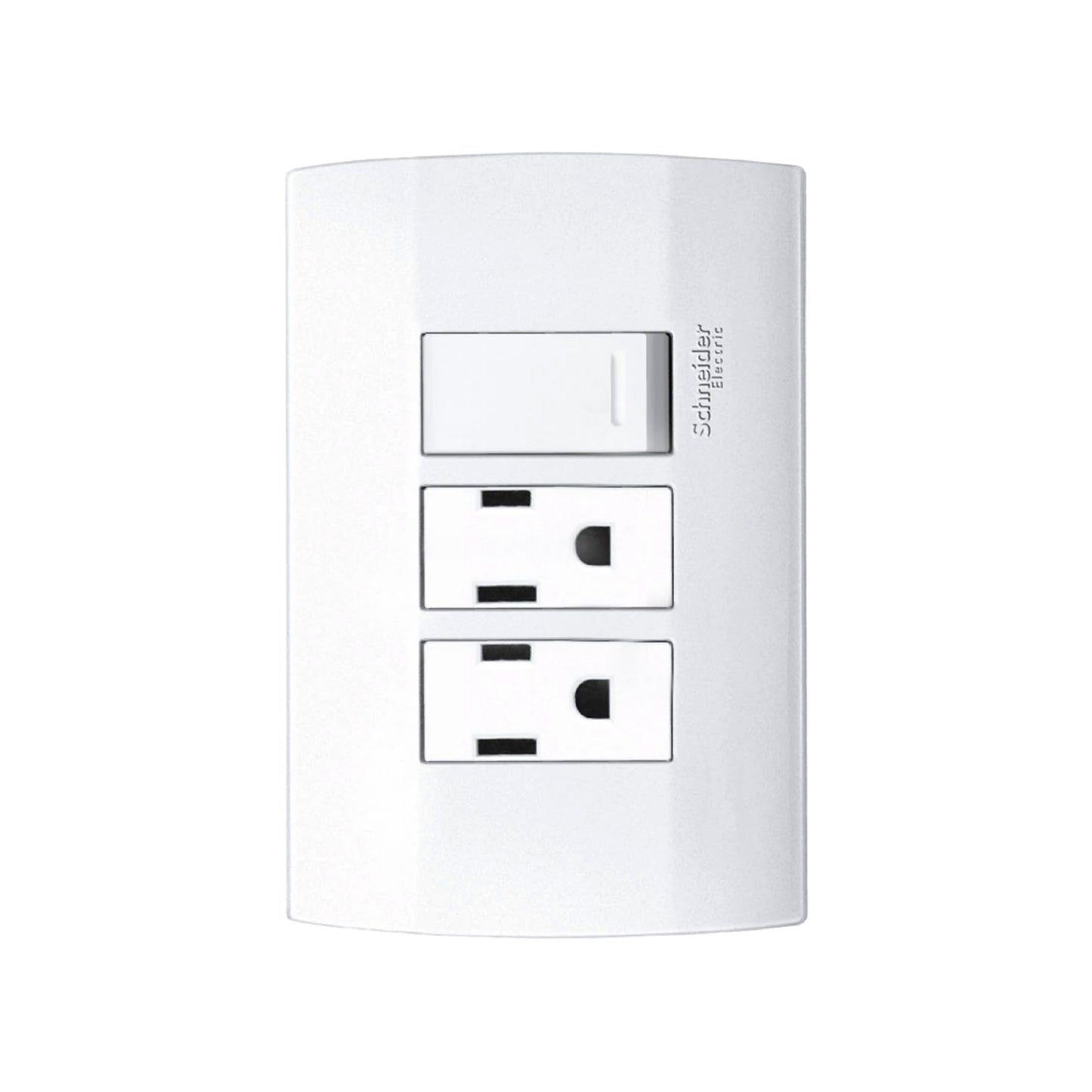 Placa con 1 Apagador y 2 Contactos 2P+T Blanco Marisio Schneider Electric