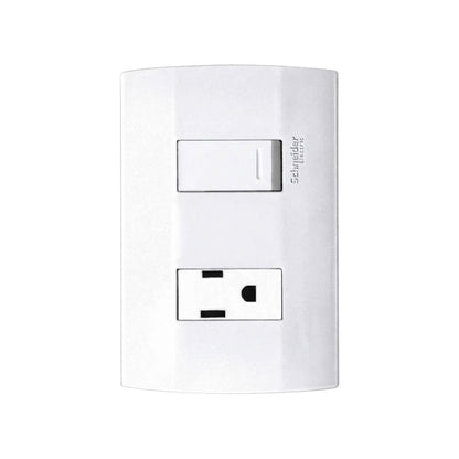 Placa con 1 Apagador y 1 Contacto 2P+T Blanco Marisio Schneider Electric