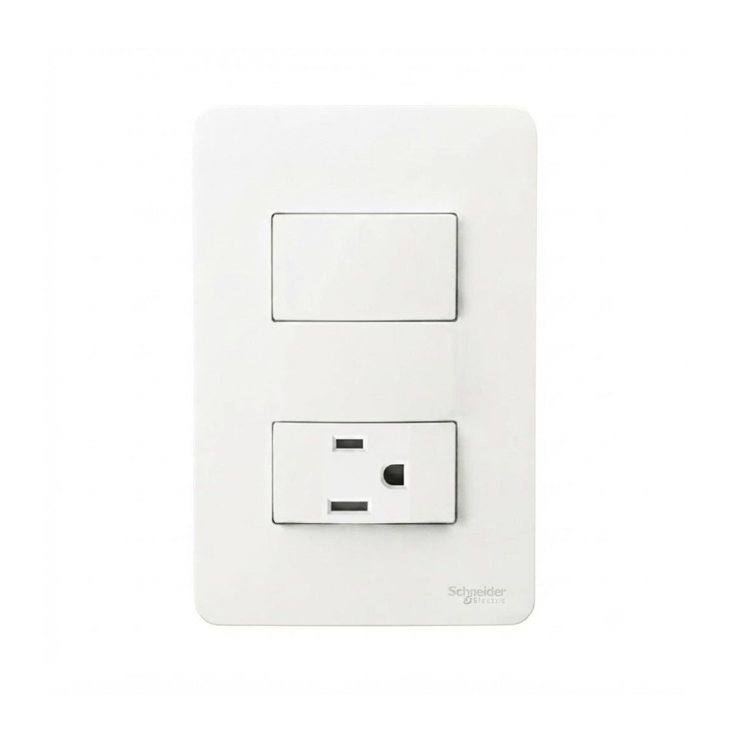 Placa con 1 Apagador y 1 Contacto 2P+T Blanco Orion Schneider Electric