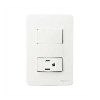 Placa con 1 Apagador y 1 Contacto 2P+T Blanco Orion Schneider Electric