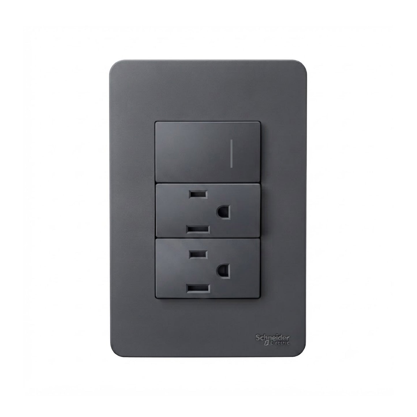 Placa con 1 Apagador y 2 Contactos 2P+T Negro Orion Schneider Electric