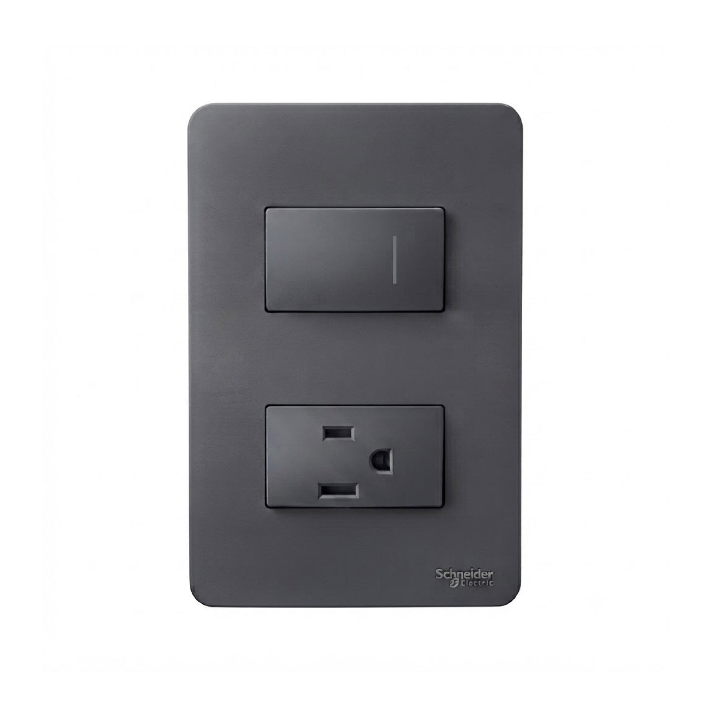 Placa con 1 Apagador y 1 Contacto 2P+T Negro Orion Schneider Electric