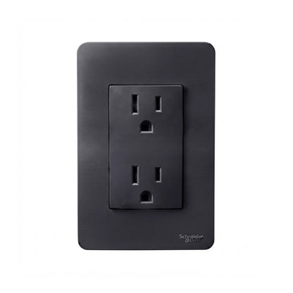 Placa con Contacto Dúplex 2P+T Negro Orion Schneider Electric