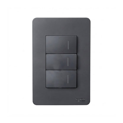 Placa con 3 Apagadores Sencillos Negro Orion Schneider Electric
