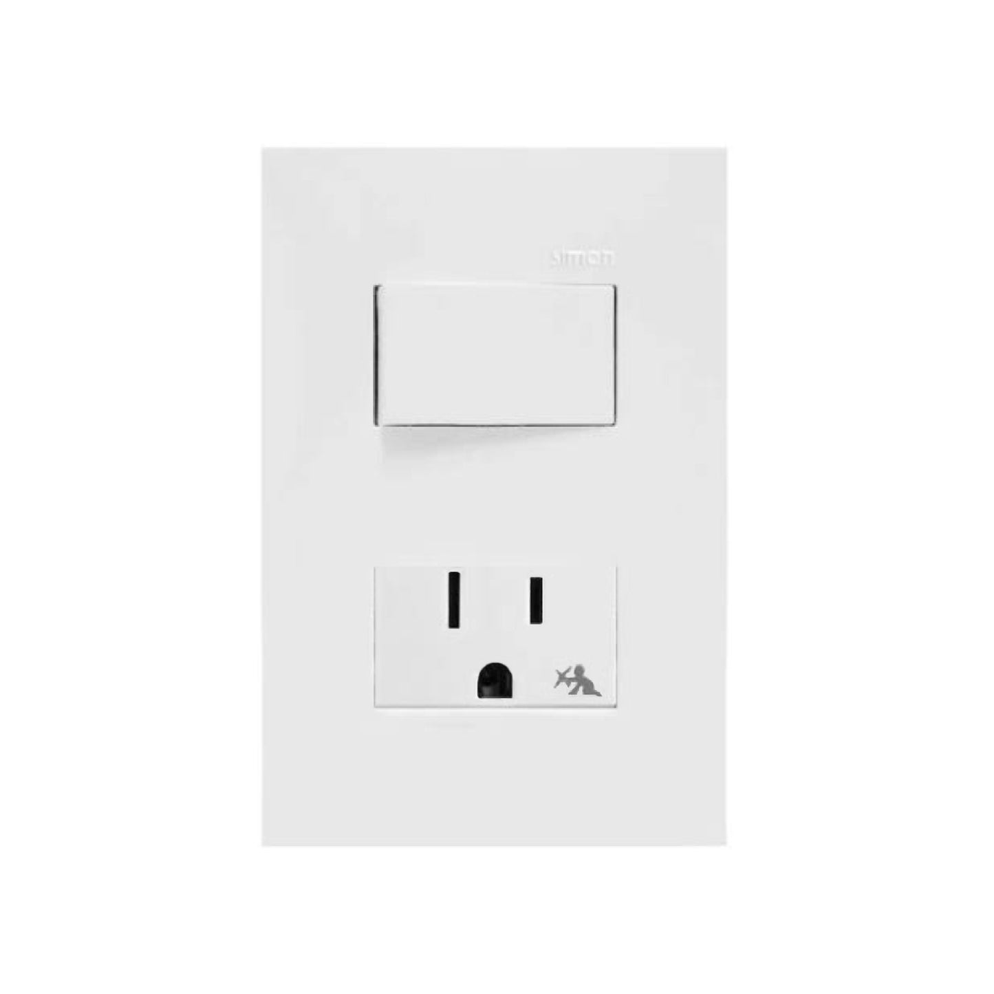 Placa con 1 Apagador y 1 Contacto 2P+T Blanco Simon 25