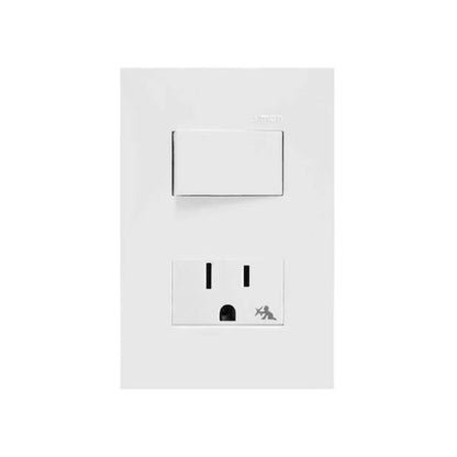 Placa con 1 Apagador y 1 Contacto 2P+T Blanco Simon 25