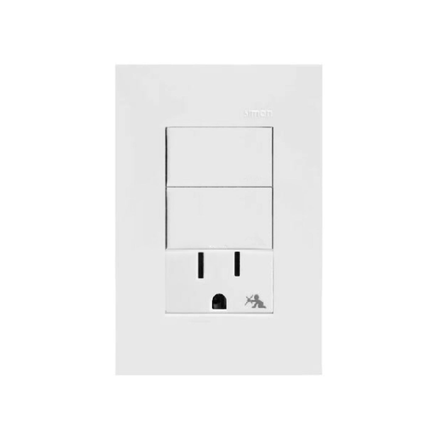 Placa con 2 Apagadores y 1 Contacto 2P+T Blanco Simon 25