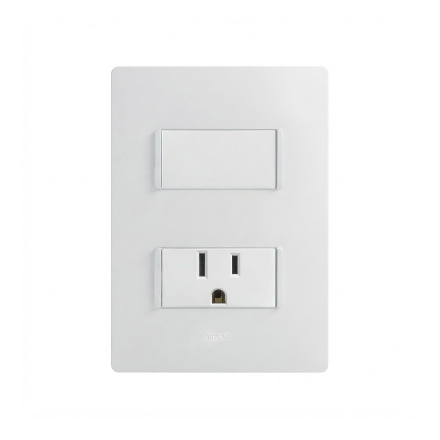 Placa con 1 Apagador y 1 Contacto 2P+T Blanco Simon 26