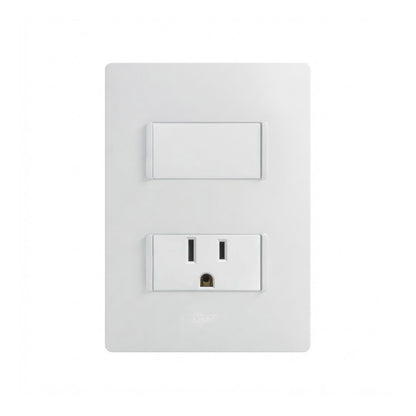Placa con 1 Apagador y 1 Contacto 2P+T Blanco Simon 26