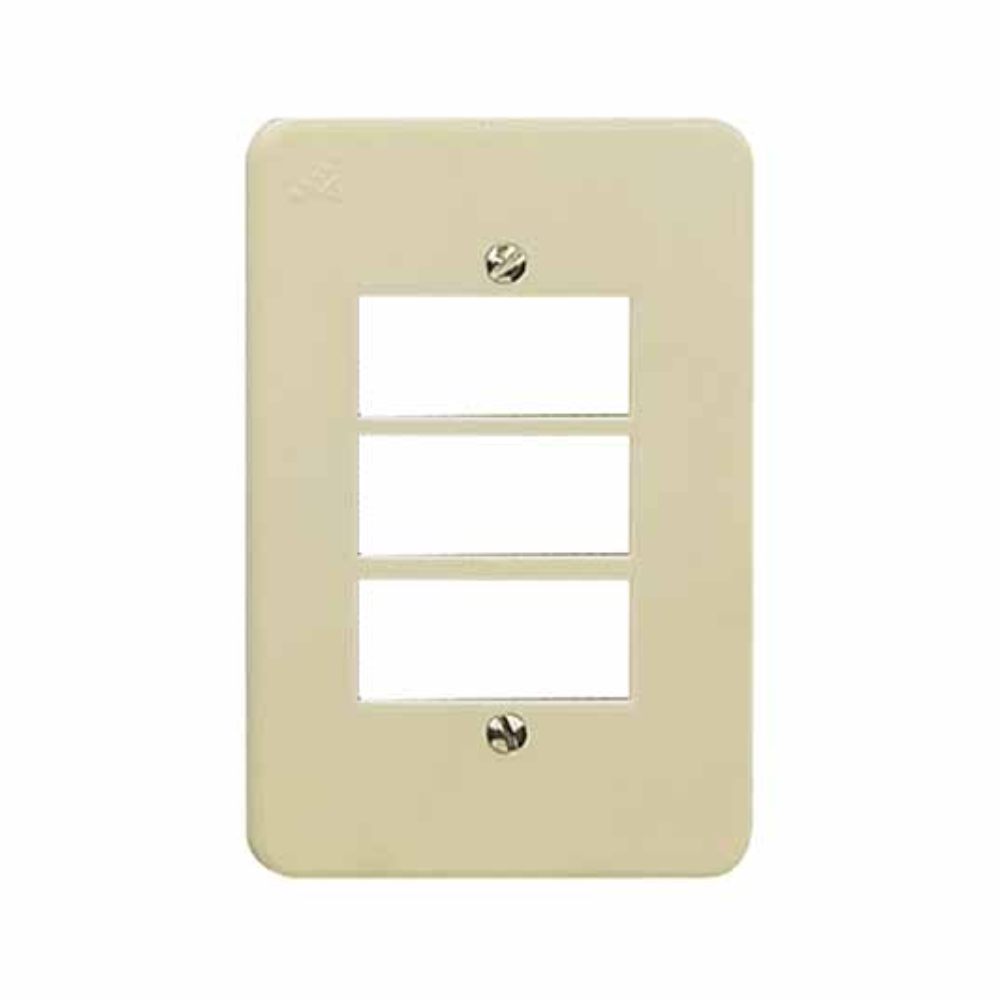 Placa de 3 Módulos Termoplástico Marfil con Chasis Royer