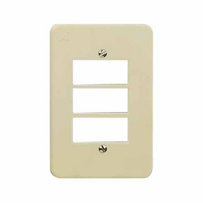 Placa de 3 Módulos Termoplástico Marfil con Chasis Royer