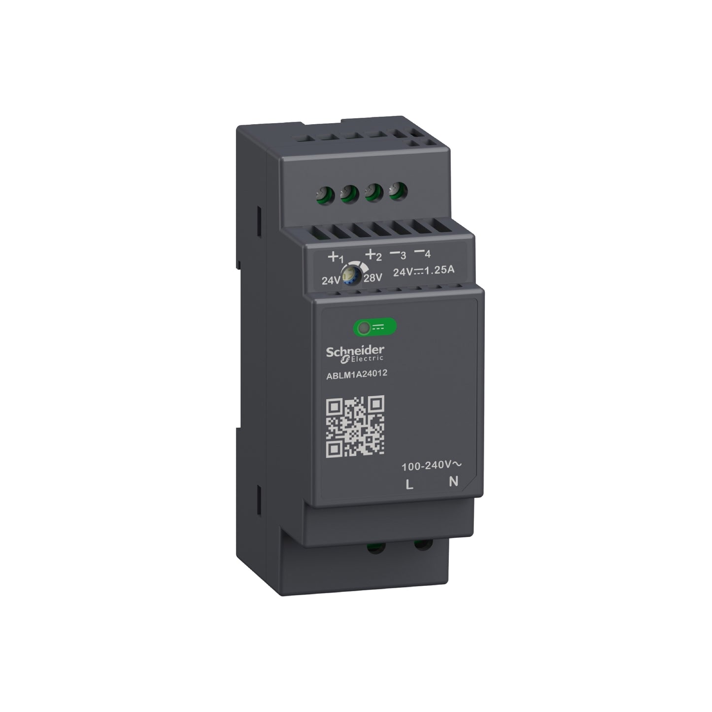 Fuente de Alimentación Regulada, 100 A 240 VCA, 24 V, 1,2 A, Monofásica, Modular Schneider Electric ABLM1A24012