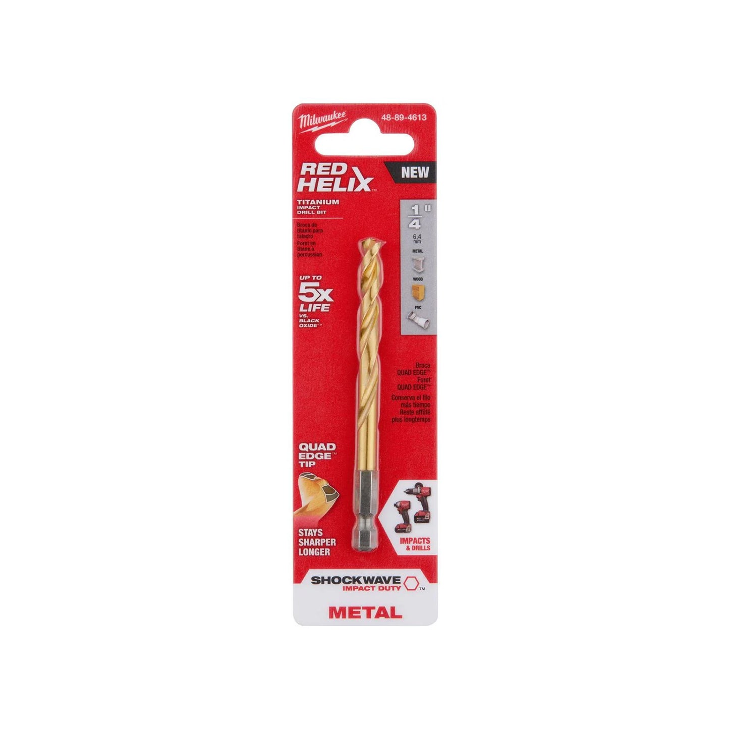 Broca Recubierta de Titanio SHOCKWAVE™ de 1/4" Milwaukee