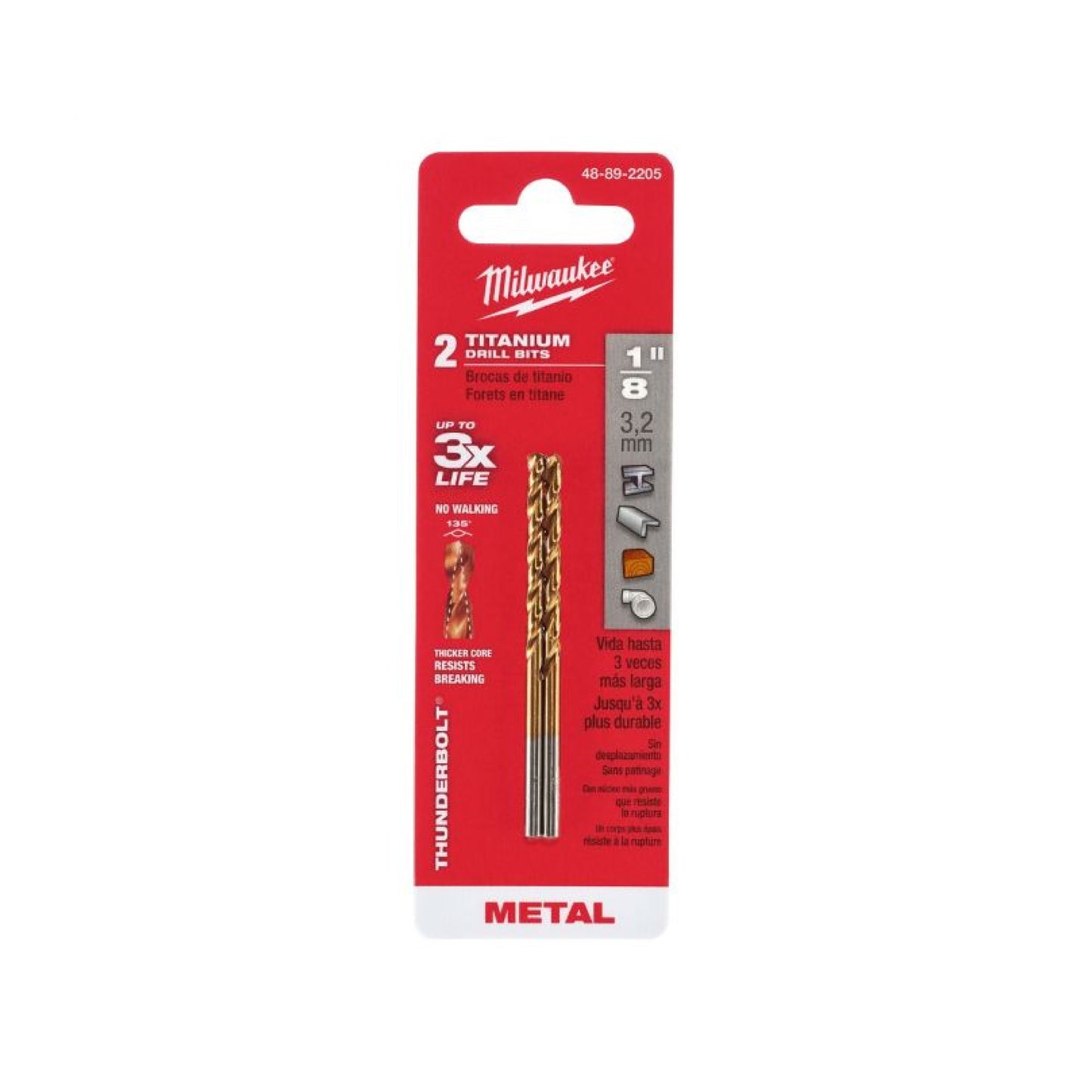 Broca Recubierta de Titanio THUNDERBOLT™ de 1/8" Milwaukee
