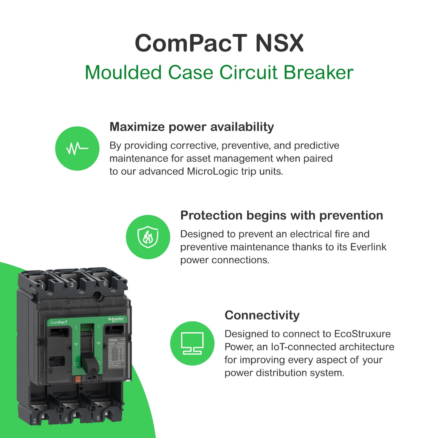 Marco Básico de Interruptor, Compact NSX630F, 36 kA/415 VCA, 3 Polos, Clasificación de Marco 630 A, sin Unidad de Disparo Schneider Electric C63F3