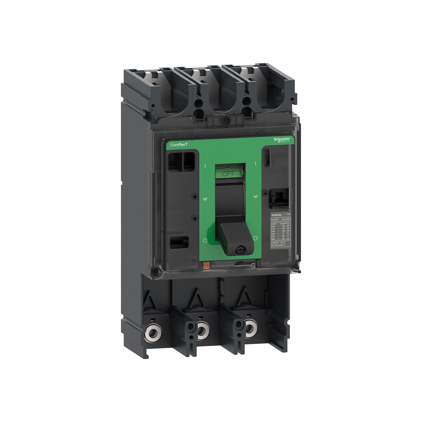 Marco Básico de Interruptor, Compact NSX630F, 36 kA/415 VCA, 3 Polos, Clasificación de Marco 630 A, sin Unidad de Disparo Schneider Electric C63F3