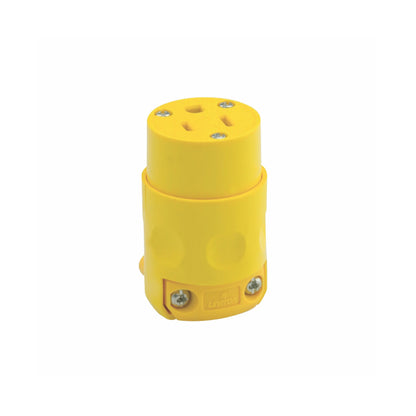 Conector de PVC Grado Comercial 2P 3H 15A Amarillo NEMA 5-15R Leviton