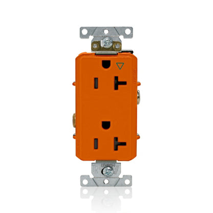 Contacto Dúplex Tierra Aislada 2P 3H 20A 125V Hospital Naranja Decora Leviton