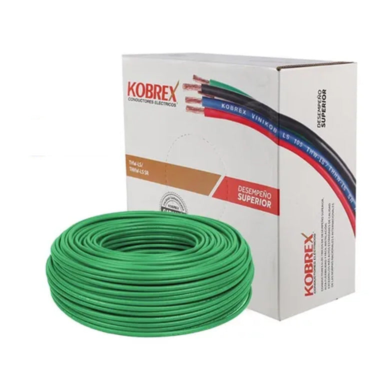 Caja 100 mts Cable Calibre 12 awg Verde THW-LS Vinikob Kobrex