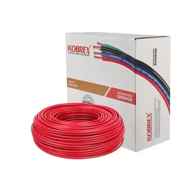 Caja 100 mts Cable Calibre 6 awg Rojo THW-LS Vinikob Kobrex