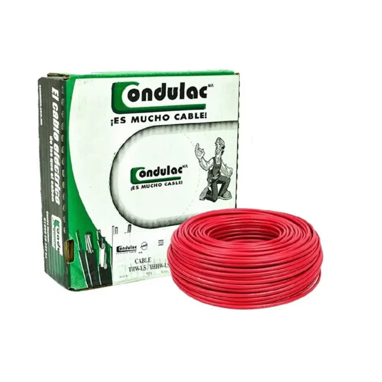 Caja 100 mts Cable Calibre 8 awg Rojo THW-LS Condulac