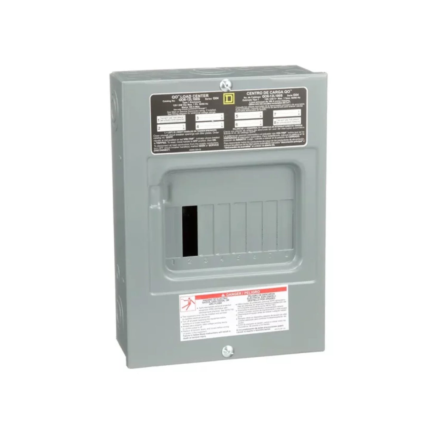 Centro de Carga QO de Zapatas Square D 100A 1F 6P NEMA1 de Sobreponer Schneider Electric QO612L100S