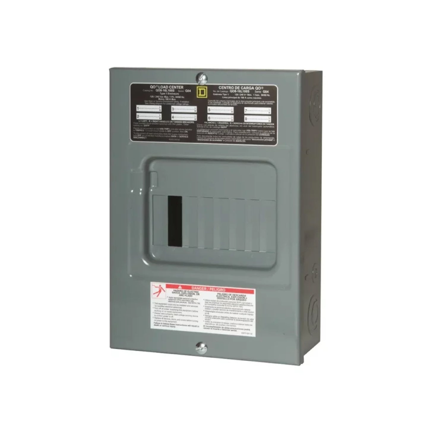 Centro de Carga QO de Zapatas Square D 100A 1F 8P NEMA1 de Sobreponer Schneider Electric QO816L100S